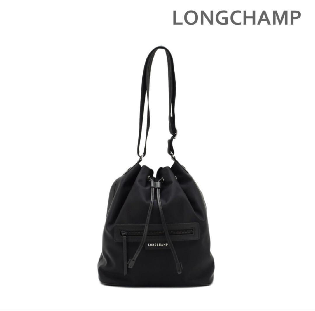LONGCHAMP ブラック 巾着バッグ