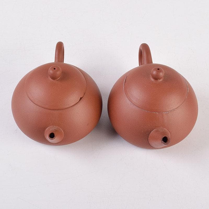 中国　中国宣興銘　紫砂　朱泥　急須　茶壷　一對　V　R8965