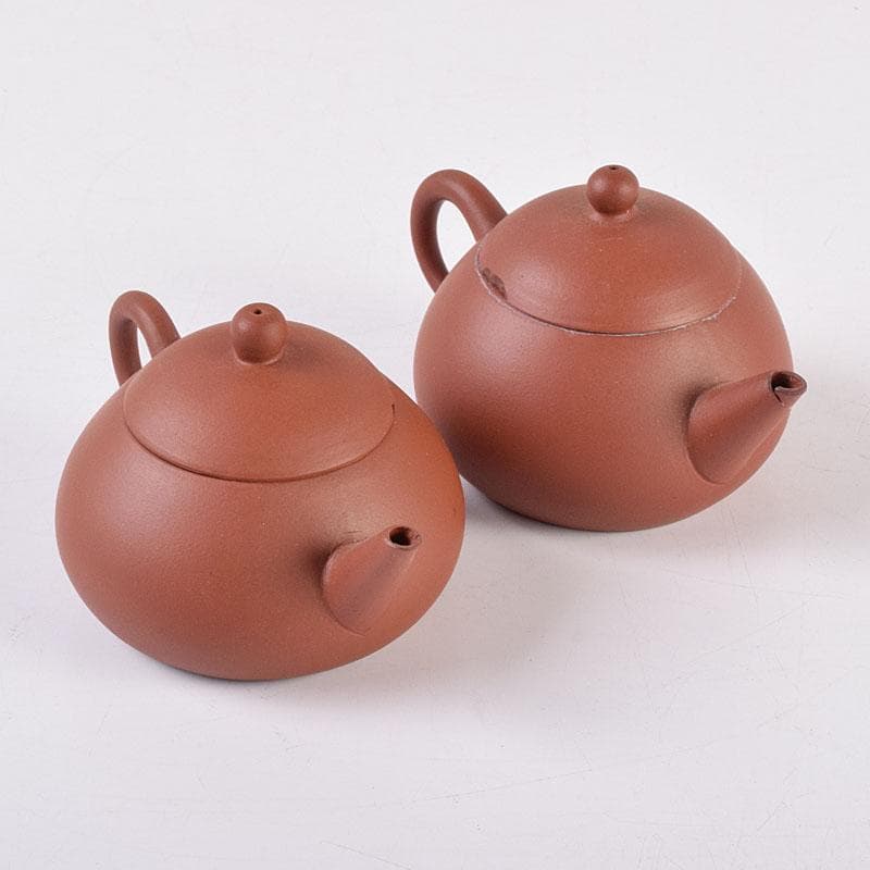 中国　中国宣興銘　紫砂　朱泥　急須　茶壷　一對　V　R8965