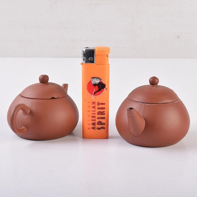 中国　中国宣興銘　紫砂　朱泥　急須　茶壷　一對　V　R8965