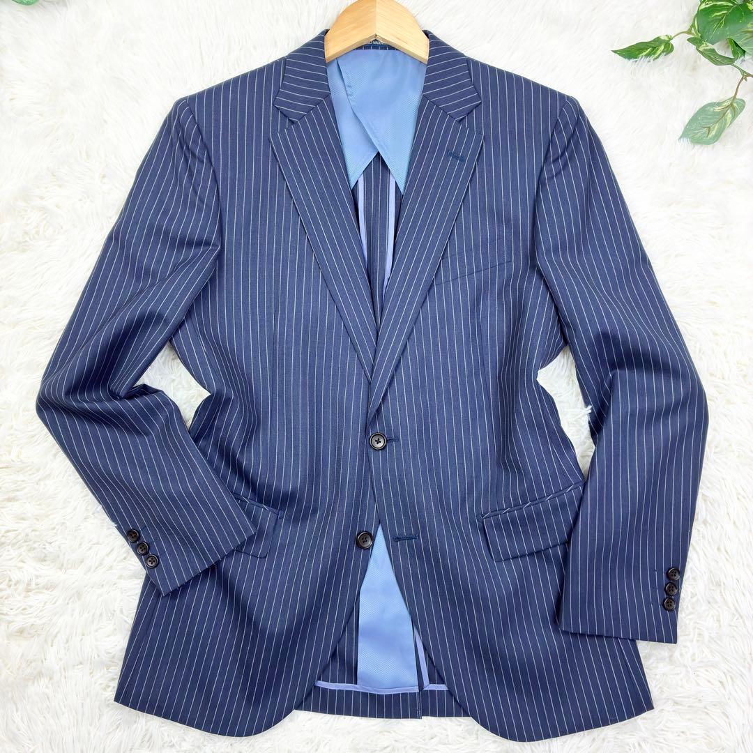 美品　マリオバレンチノ　メリノウール　スーツセットアップ　XL　ネイビー