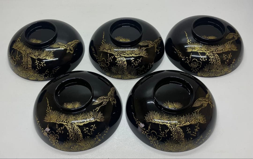 輪島塗　吸物椀　沈金　懐石道具　漆器　5客 　　　f5521