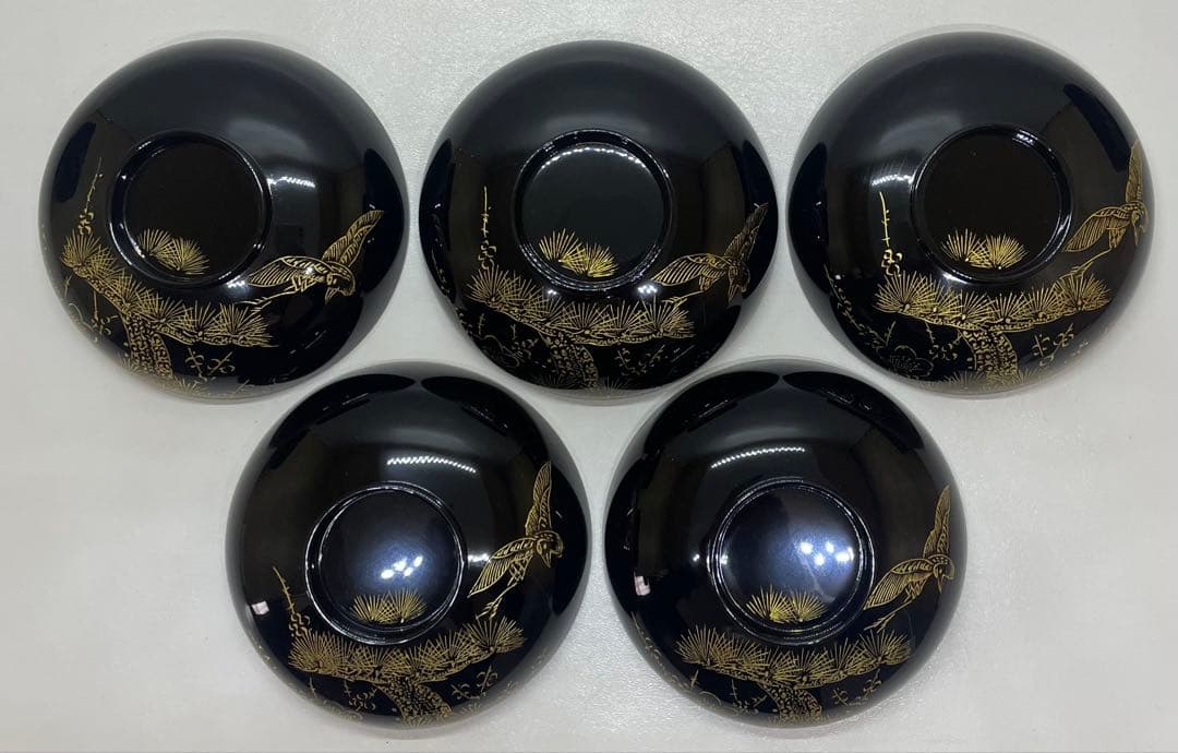 輪島塗　吸物椀　沈金　懐石道具　漆器　5客 　　　f5521