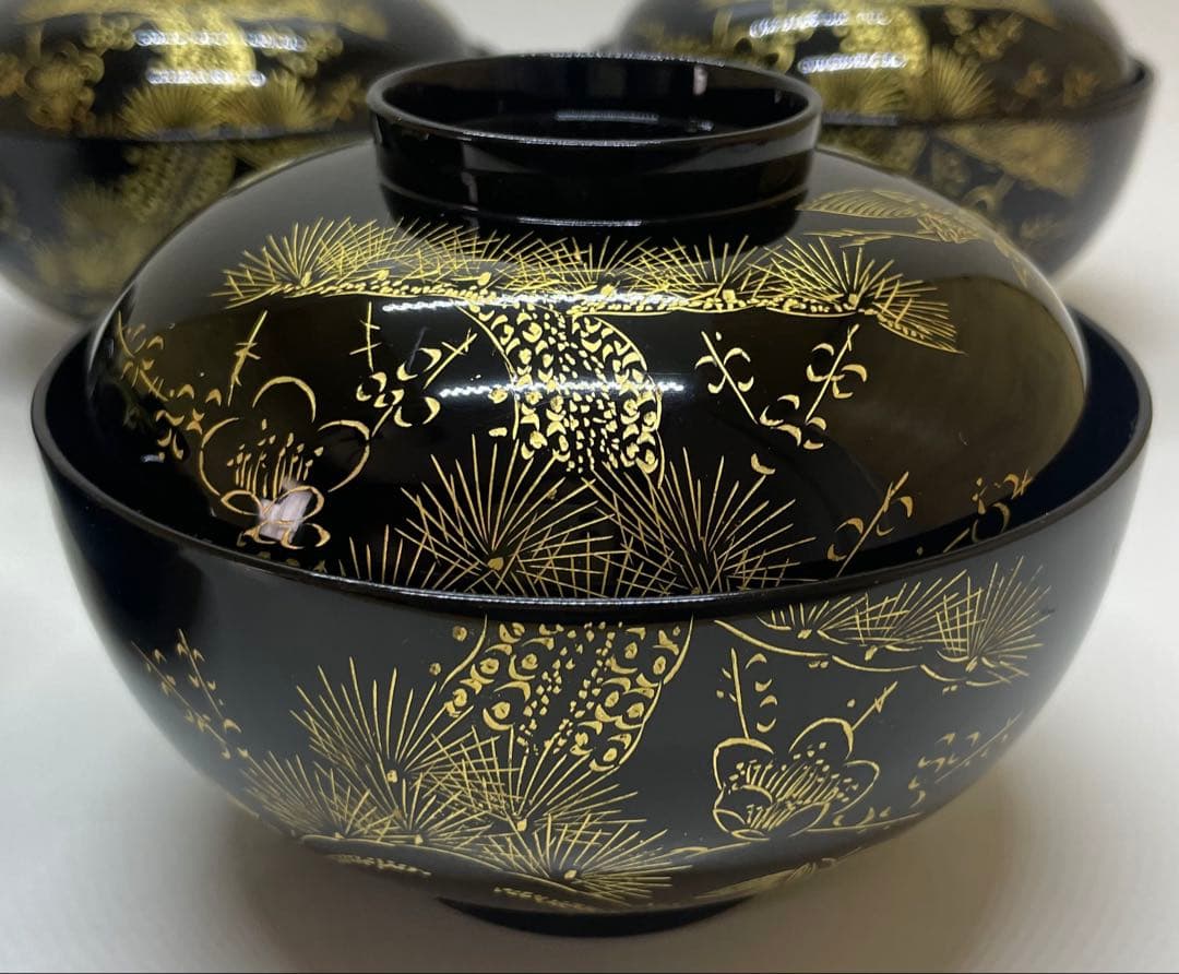 輪島塗　吸物椀　沈金　懐石道具　漆器　5客 　　　f5521
