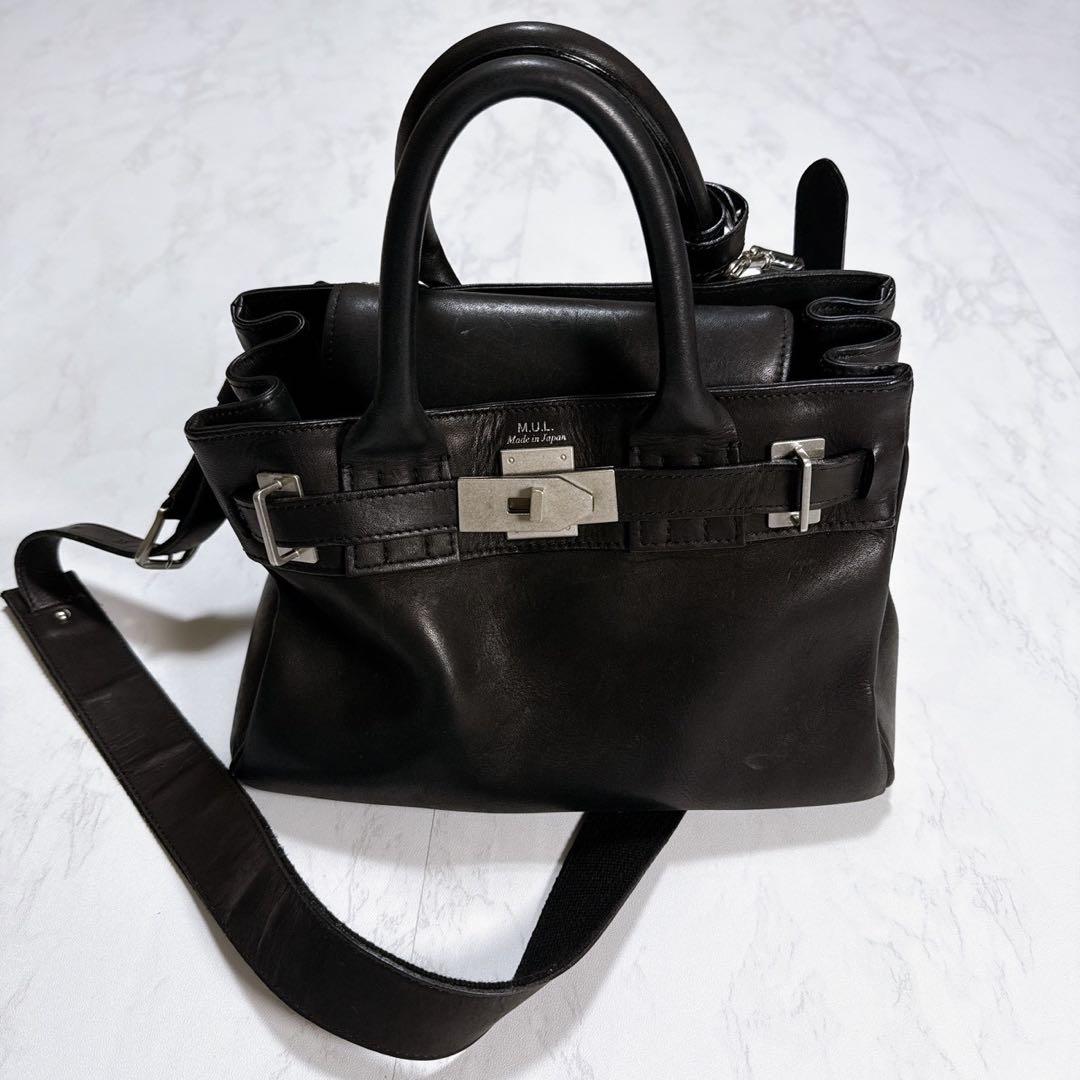 yu ✨M.U.L　オイルレザー　ショルダーバッグ　2way ブラック