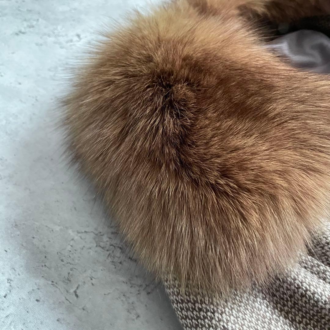 ロングコート　カシミヤ100% フォックスファー　ベルト付き　モード　カジュアル