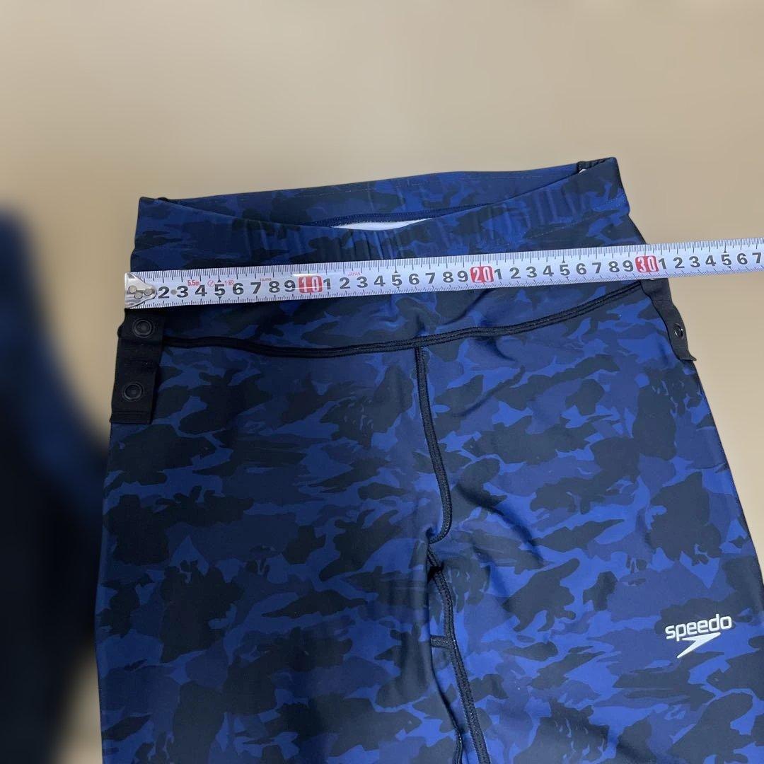 スピード　ネイビー迷彩柄セパレート水着　ロングスパッツ Sサイズ