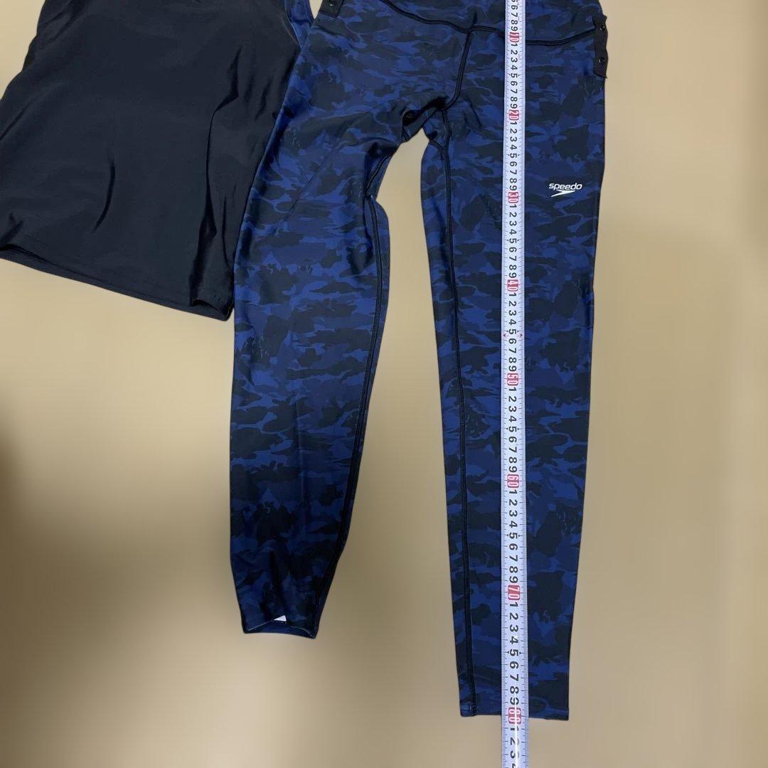 スピード　ネイビー迷彩柄セパレート水着　ロングスパッツ Sサイズ