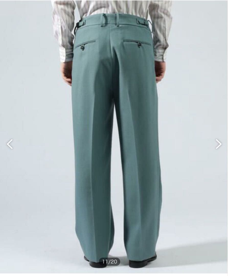 TOMORROWLANDネイビー 2プリーツサイドアジャスターパンツ