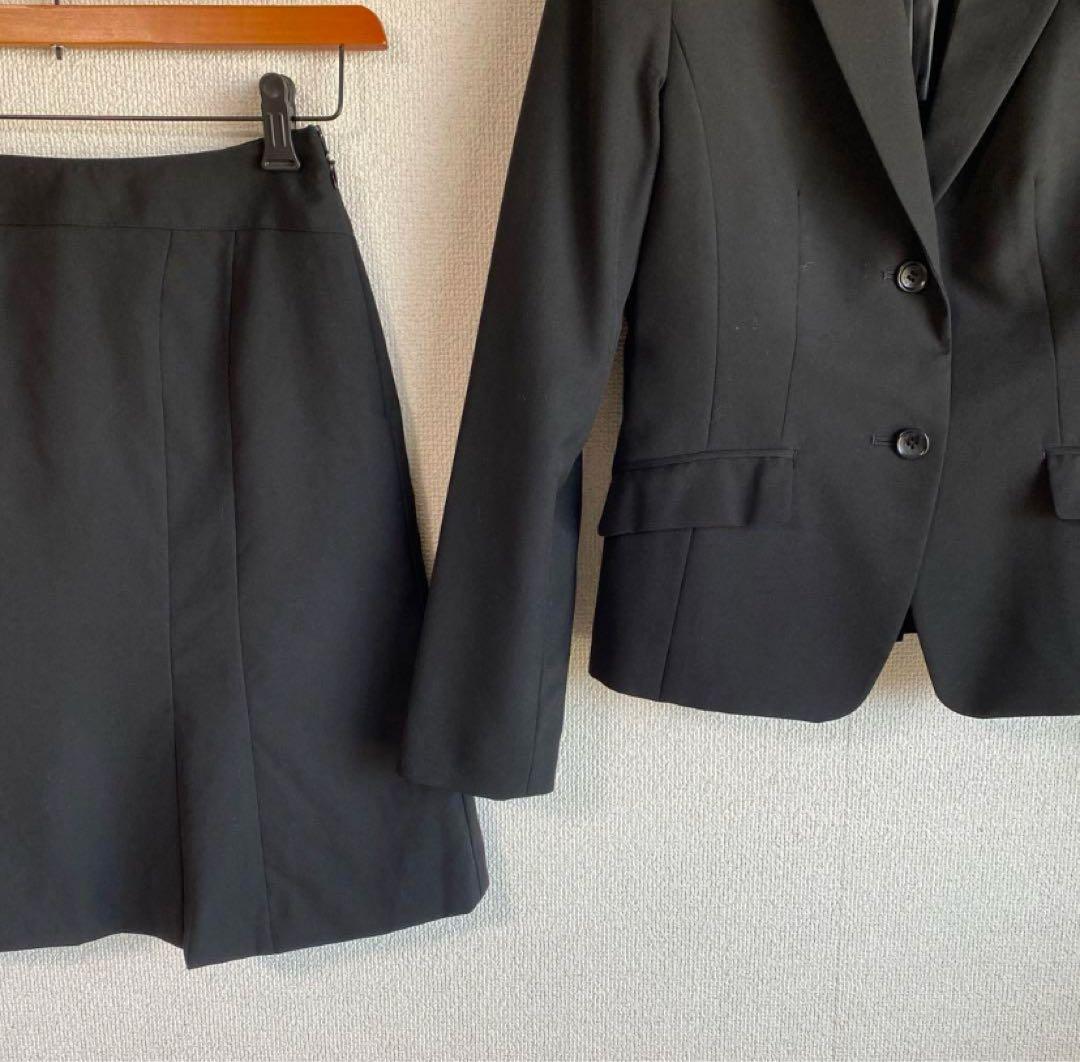 コムサイズム スカートスーツ S W60 黒 就活 面接 2つボタン 春秋DMW