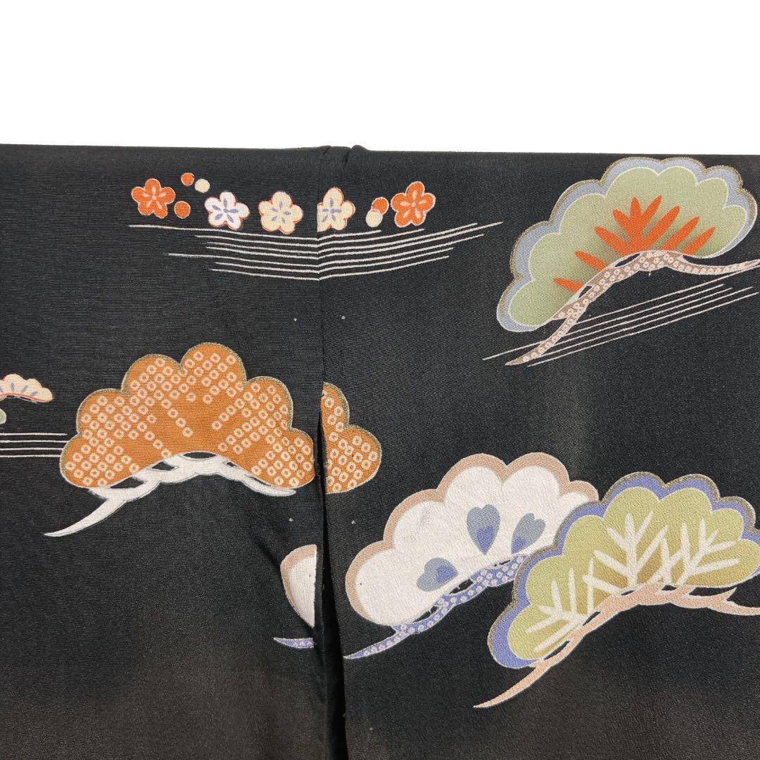 振袖　アンティーク　単衣　貝桶　御所車　花模様　着物　024w
