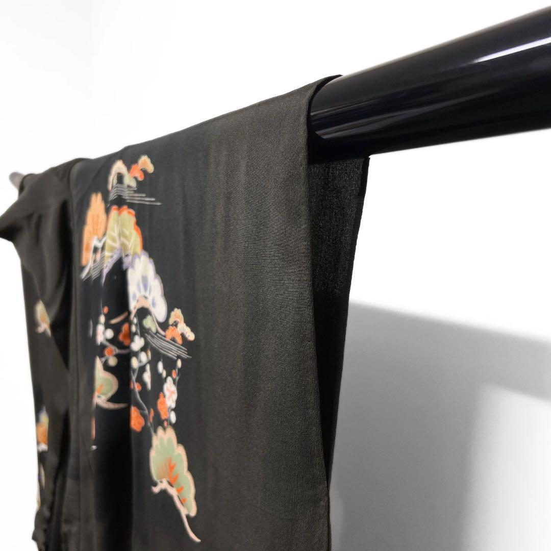 振袖　アンティーク　単衣　貝桶　御所車　花模様　着物　024w