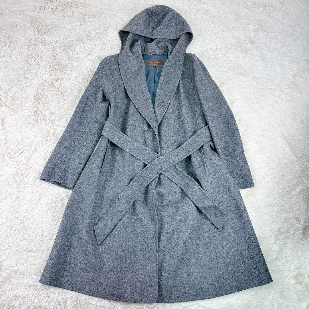BALLSEY SEO フード付きコート　ロングコート 38 グレー　カシミア