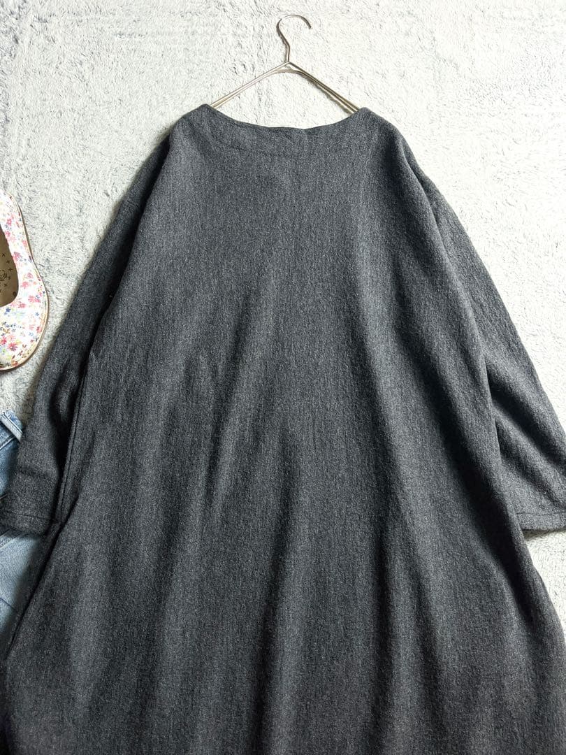 【45R】45rpm ウール100% フラワー刺繍 フロート縮絨ニットワンピース