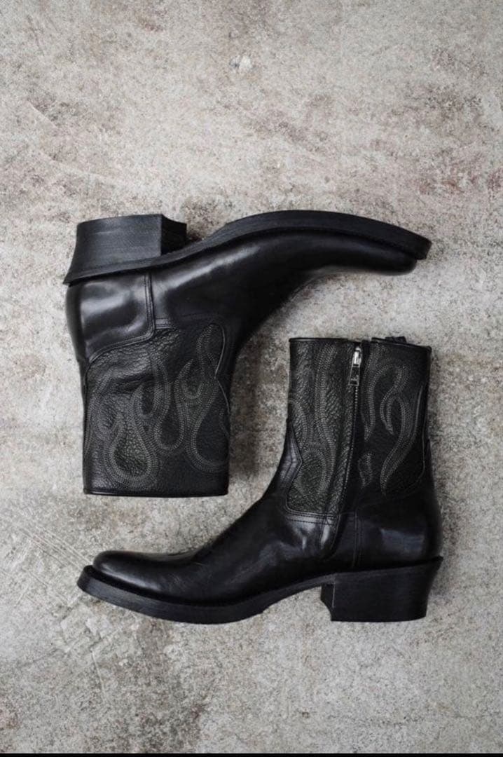 Flame Western Zip-up Heel Boot ブーツ