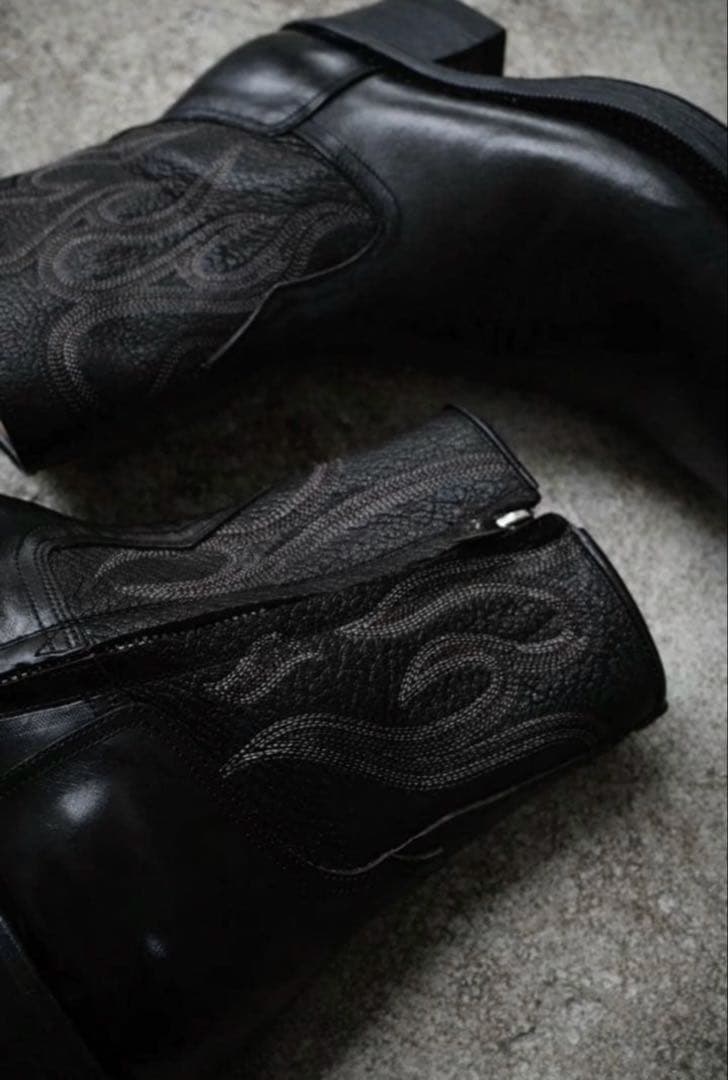 Flame Western Zip-up Heel Boot ブーツ