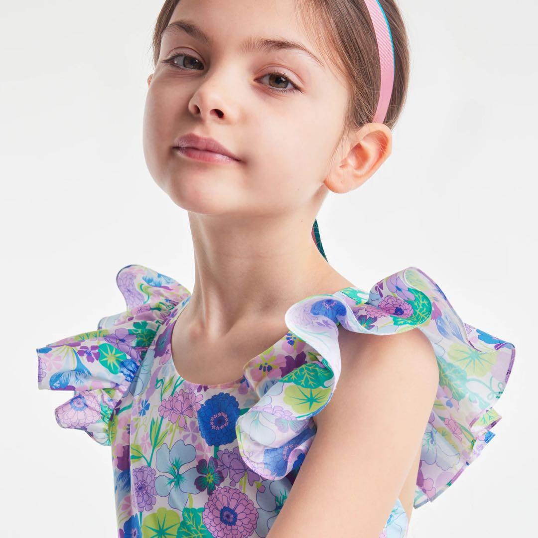 新品　Jacadi × LIBERTY 花柄　フリルスリーブ ワンピース　6A