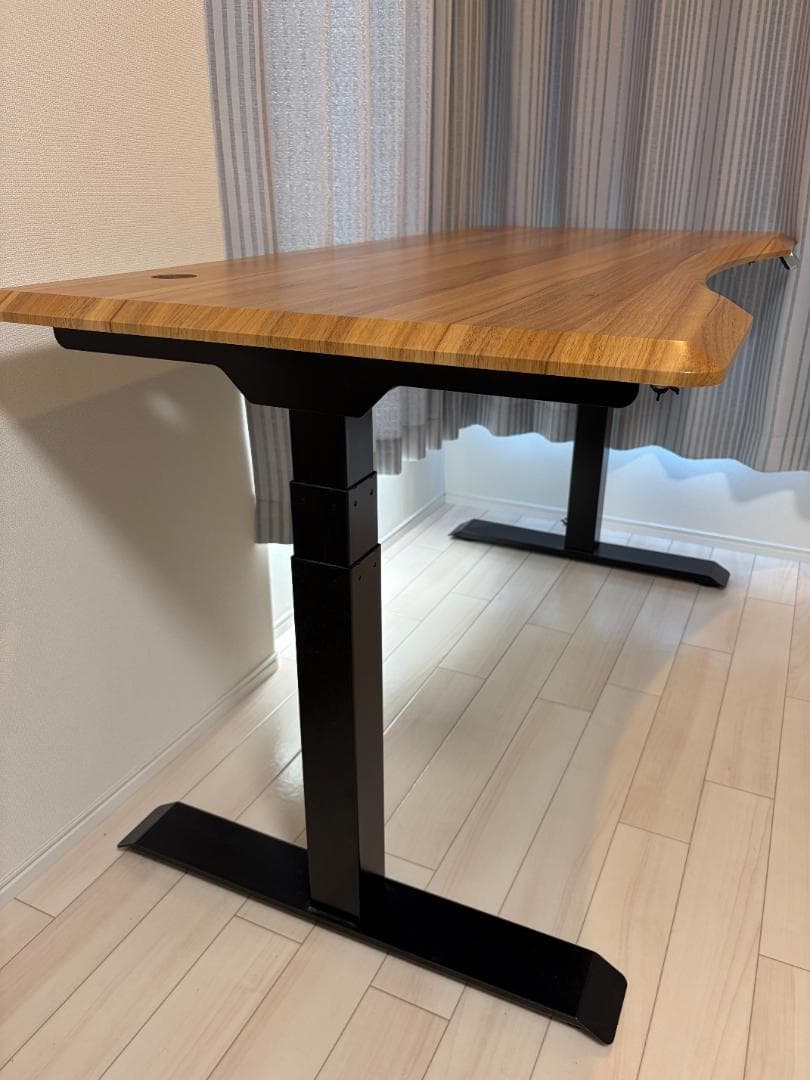 Flexispot E7 電動式昇降デスク (ブラック脚+カーブ型天板ブラウン)