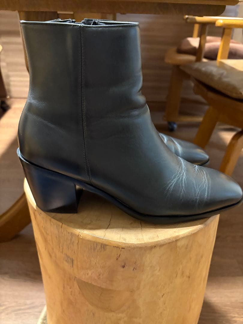 lui's ルイス　ヒールブーツ　サイドジップ　レザー　ブラック　黒