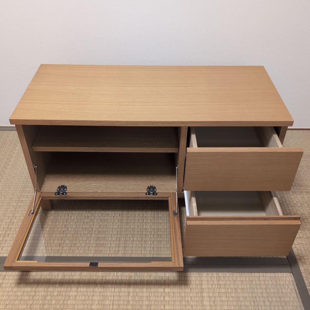 無印良品 オーク材テレビ台 テレビボード ガラス扉付き幅90cm