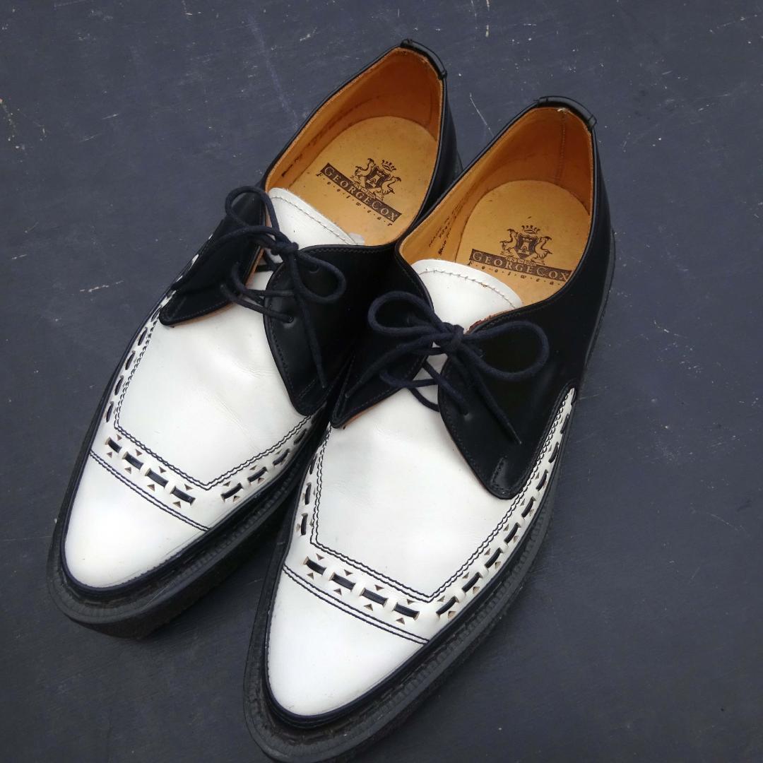 良品英国製ジョージコックス 3705厚底ツートンギブソンラバーソール9検666