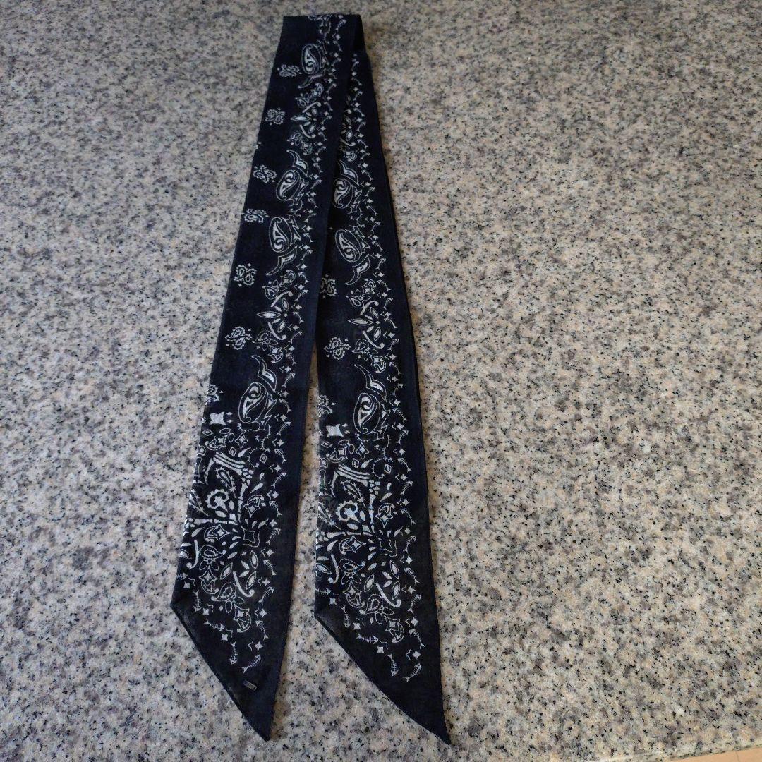 サンローランパリ ケリングタグ付きバンダナ柄 ブラック イタリア製