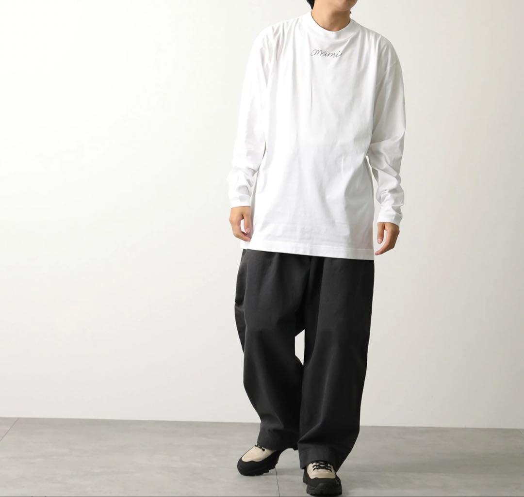 MARNI マルニ ロングスリーブ Tシャツ ロゴプリント 白 オーバーサイズ