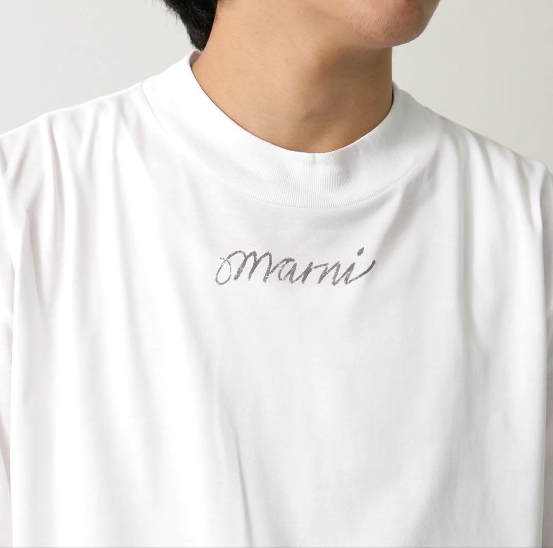 MARNI マルニ ロングスリーブ Tシャツ ロゴプリント 白 オーバーサイズ