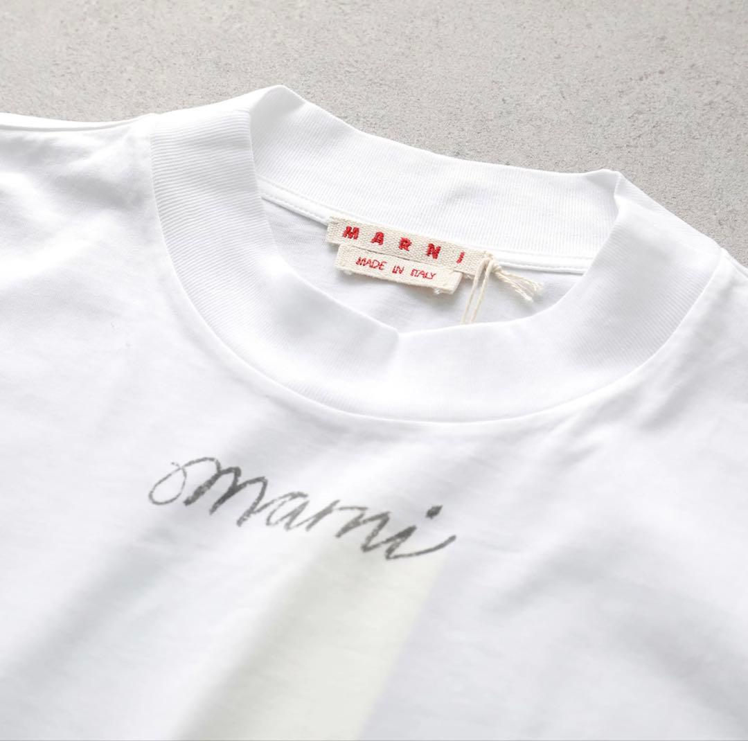 MARNI マルニ ロングスリーブ Tシャツ ロゴプリント 白 オーバーサイズ