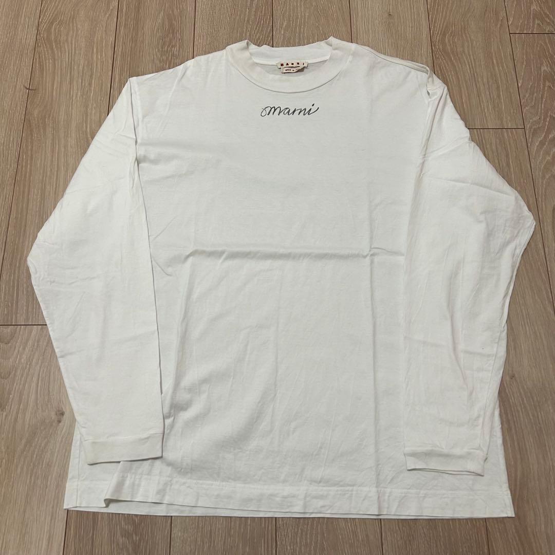 MARNI マルニ ロングスリーブ Tシャツ ロゴプリント 白 オーバーサイズ