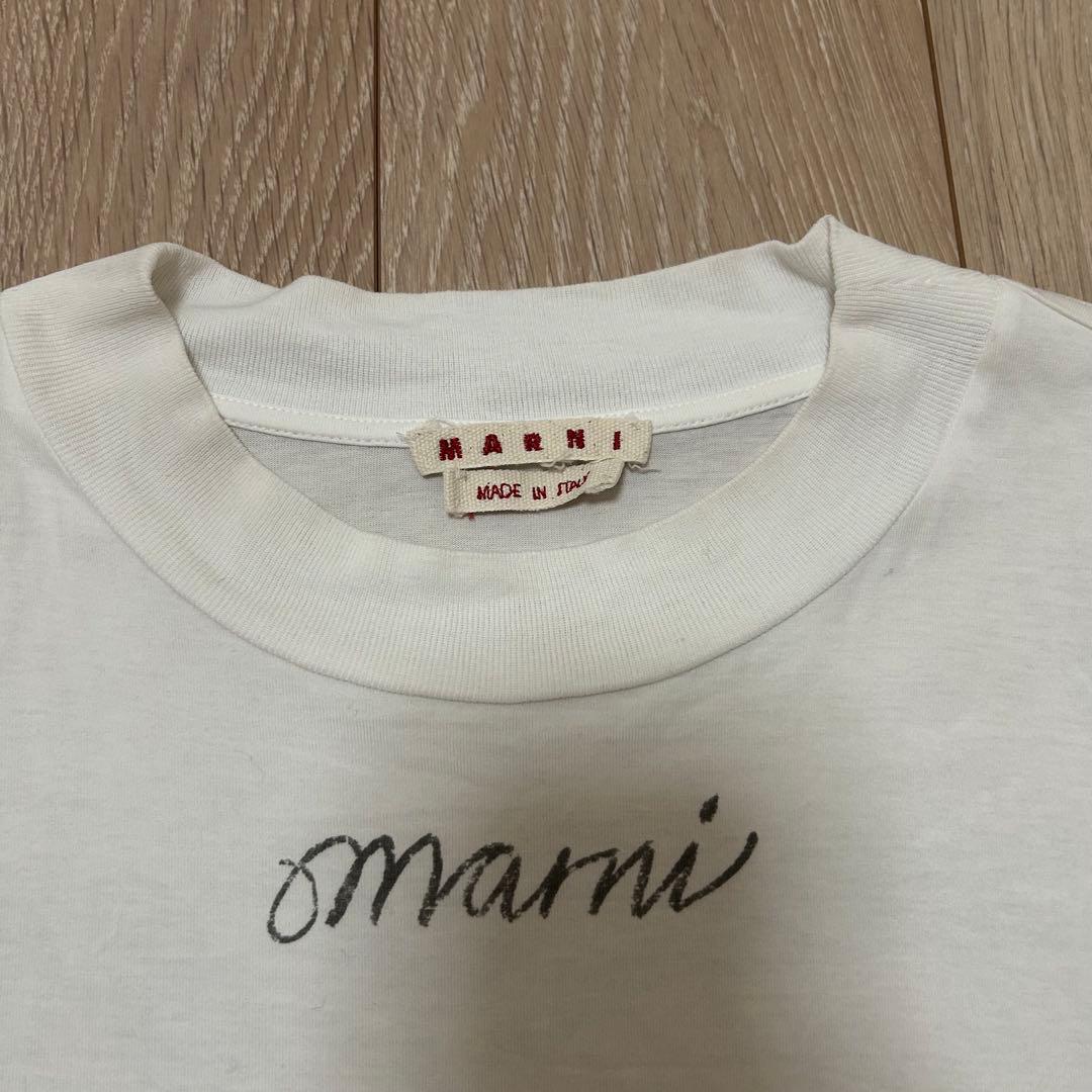 MARNI マルニ ロングスリーブ Tシャツ ロゴプリント 白 オーバーサイズ