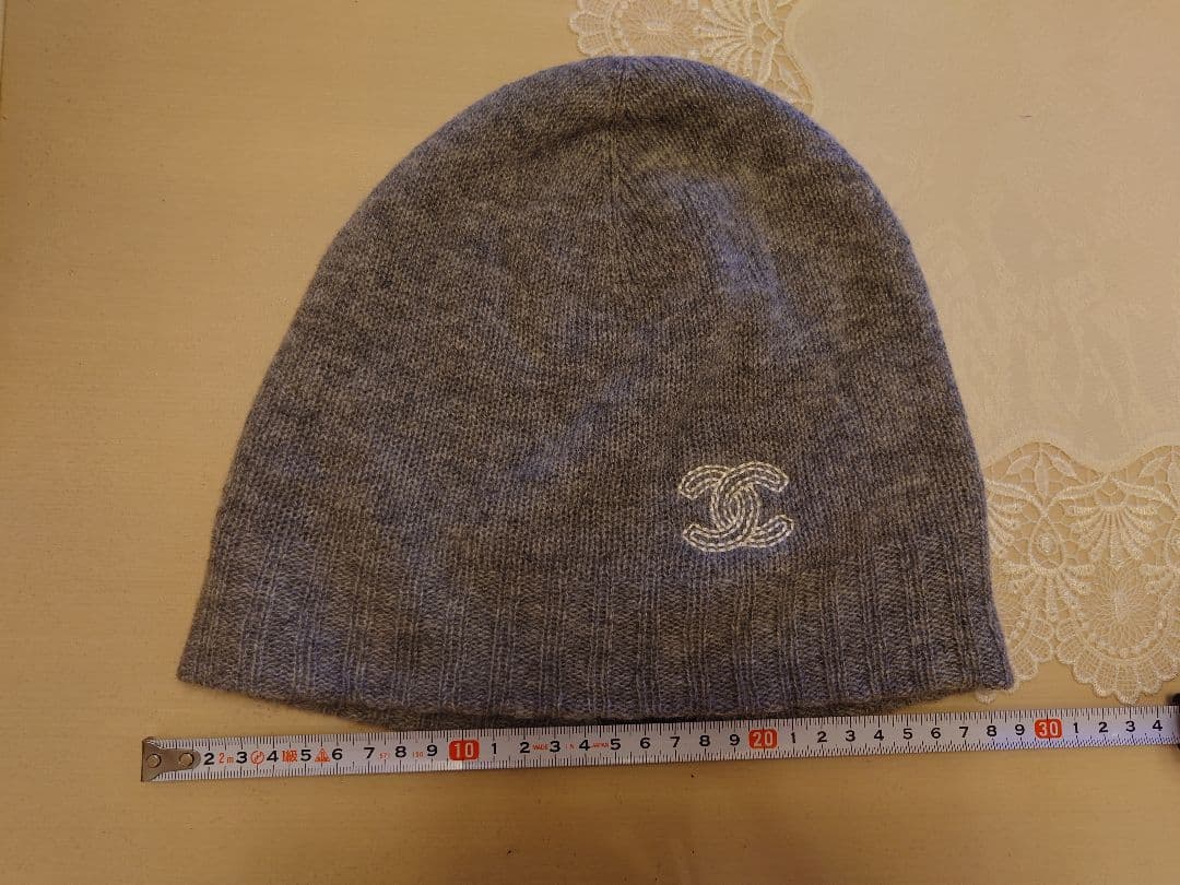 CHANEL カシミヤ ニット帽 グレー