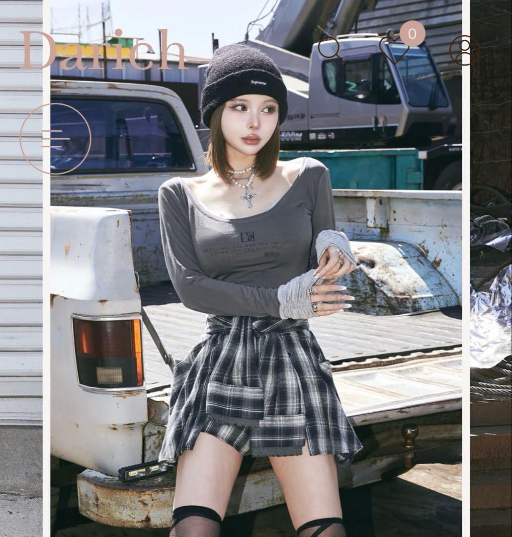 新品・タグ付　Darich　レイヤードチェックショートパンツ (Freeサイズ)