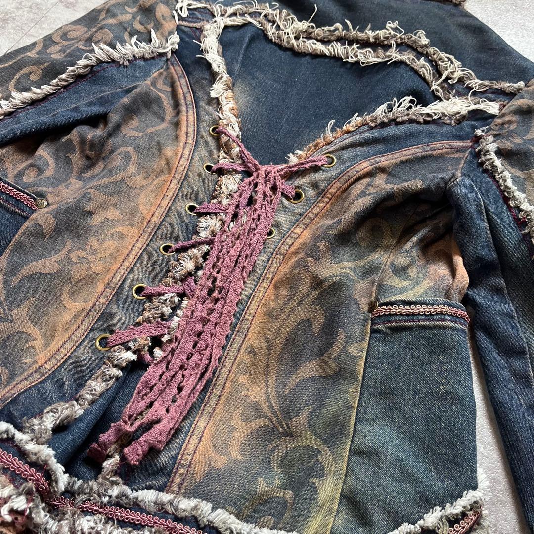 OZZ ANGELO デニムジャケット　レース　y2k フェアリーグランジ