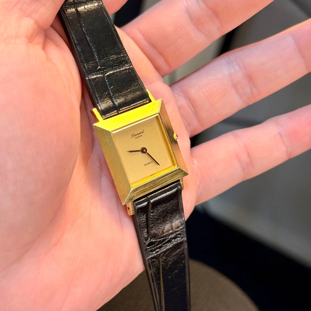 VINTAGE LEONARD GENEVE金文字盤 タンク 1980's