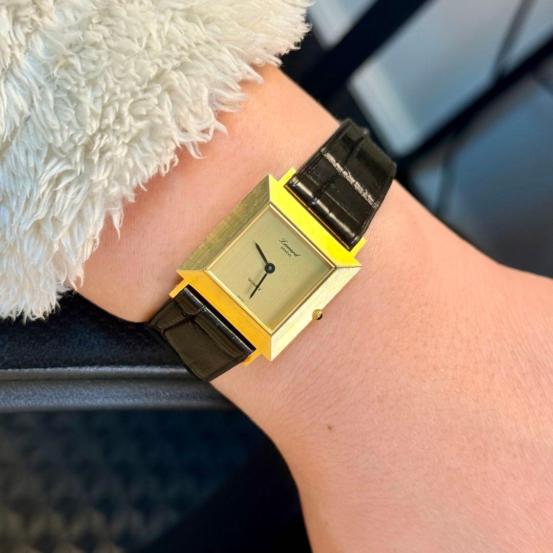 VINTAGE LEONARD GENEVE金文字盤 タンク 1980's