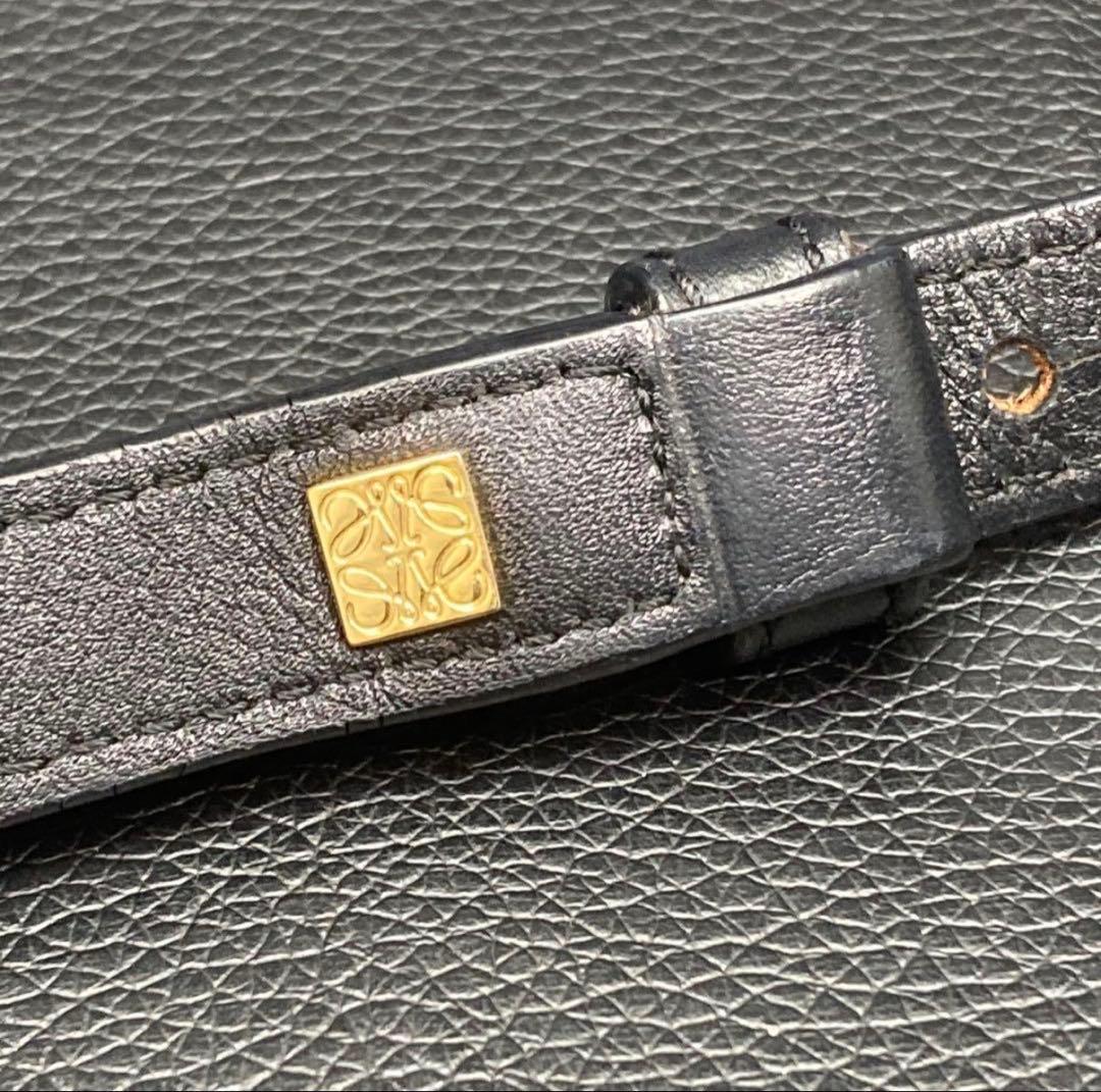 LOEWE アマソナ23 ブラックレザーショルダーバッグ