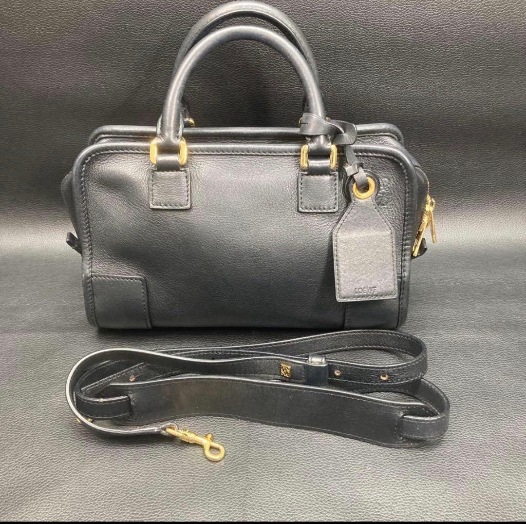 LOEWE アマソナ23 ブラックレザーショルダーバッグ