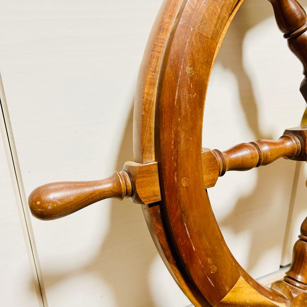 良品 ヴィンテージ 船舶 木製ハンドル 舵取り 車輪 舵 操縦 アンティーク