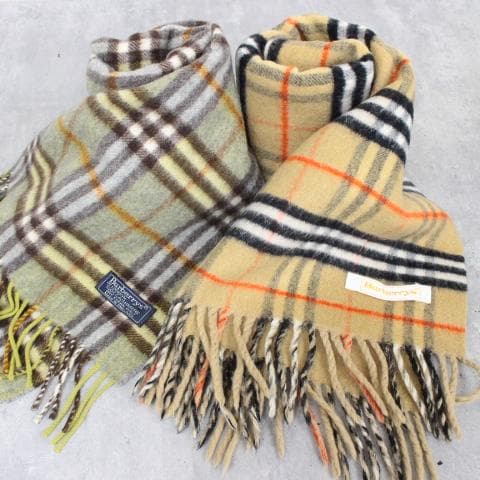 ◇Burberry マフラー2本セット オールドバーバリーノバチェック カシミヤ
