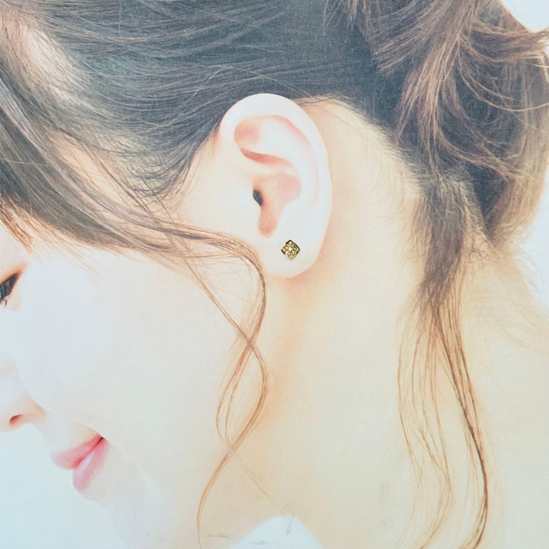 agete アガット K10YG ダイヤモンド付 ピアス D:0.02ct