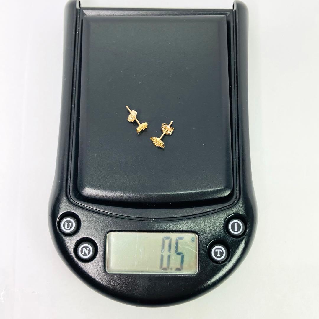 agete アガット K10YG ダイヤモンド付 ピアス D:0.02ct