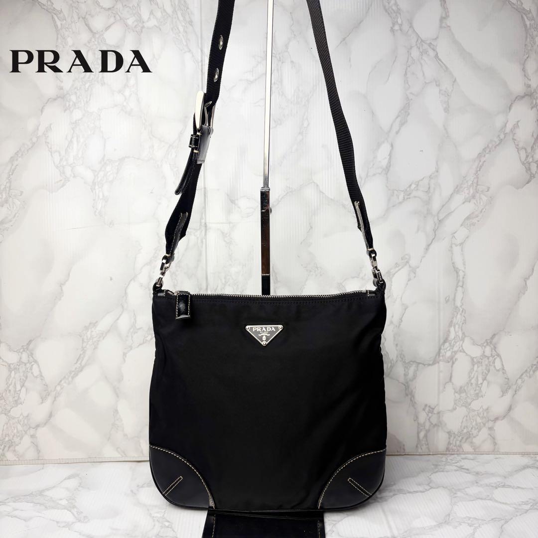 071 美品 PRADA ショルダーバッグ 斜めがけ 黒 ux4