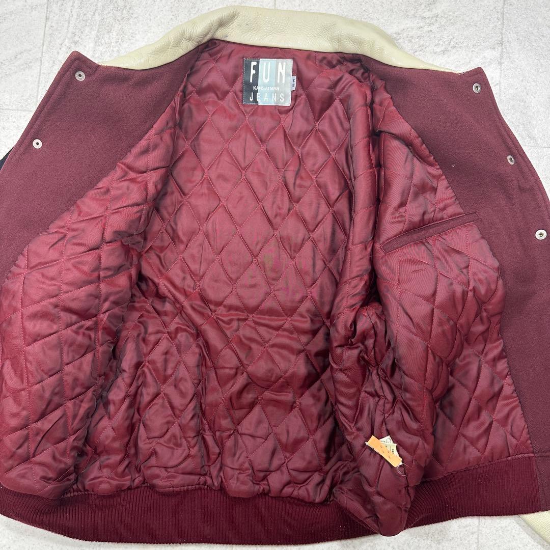 希少【KANSAI MAN JEANS】山本寛斎 スタジャン 切替え 牛革 L