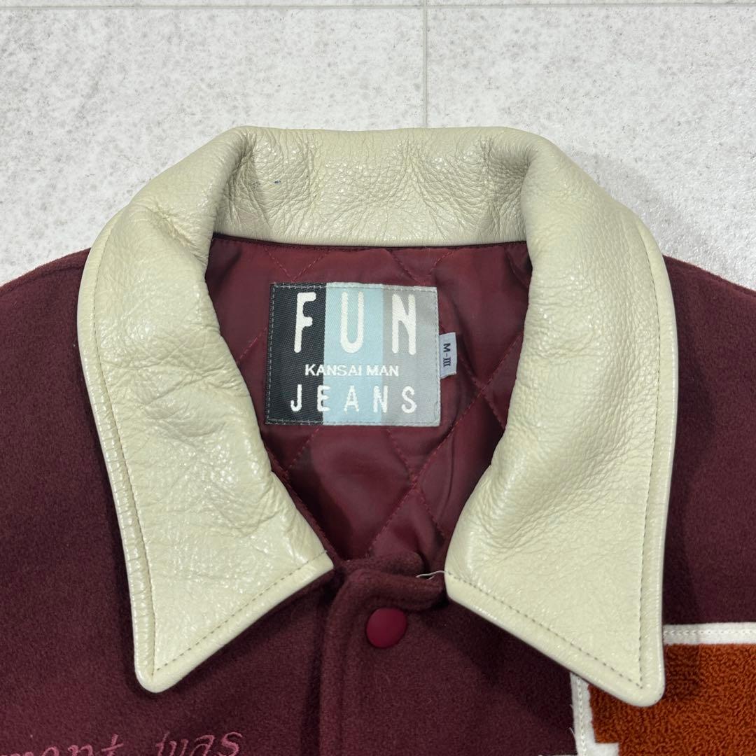 希少【KANSAI MAN JEANS】山本寛斎 スタジャン 切替え 牛革 L