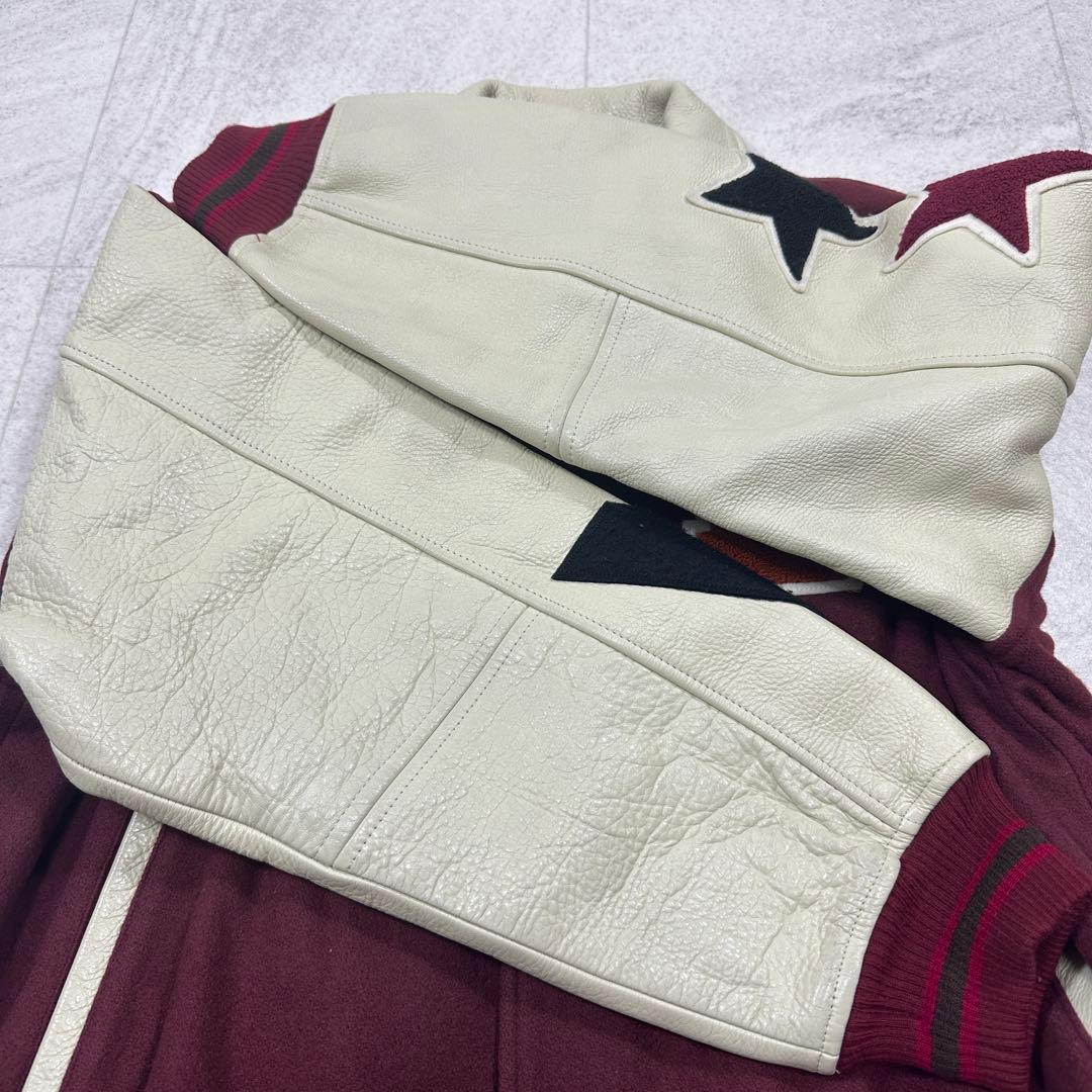 希少【KANSAI MAN JEANS】山本寛斎 スタジャン 切替え 牛革 L