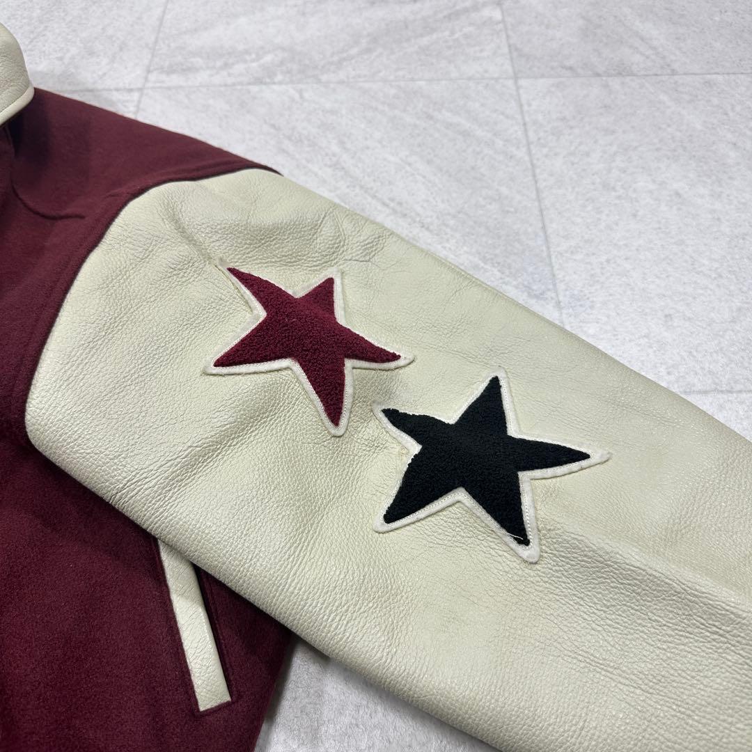 希少【KANSAI MAN JEANS】山本寛斎 スタジャン 切替え 牛革 L