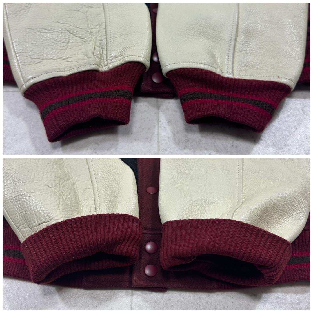 希少【KANSAI MAN JEANS】山本寛斎 スタジャン 切替え 牛革 L