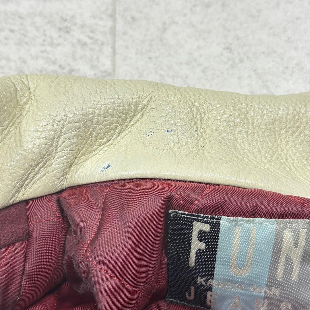 希少【KANSAI MAN JEANS】山本寛斎 スタジャン 切替え 牛革 L