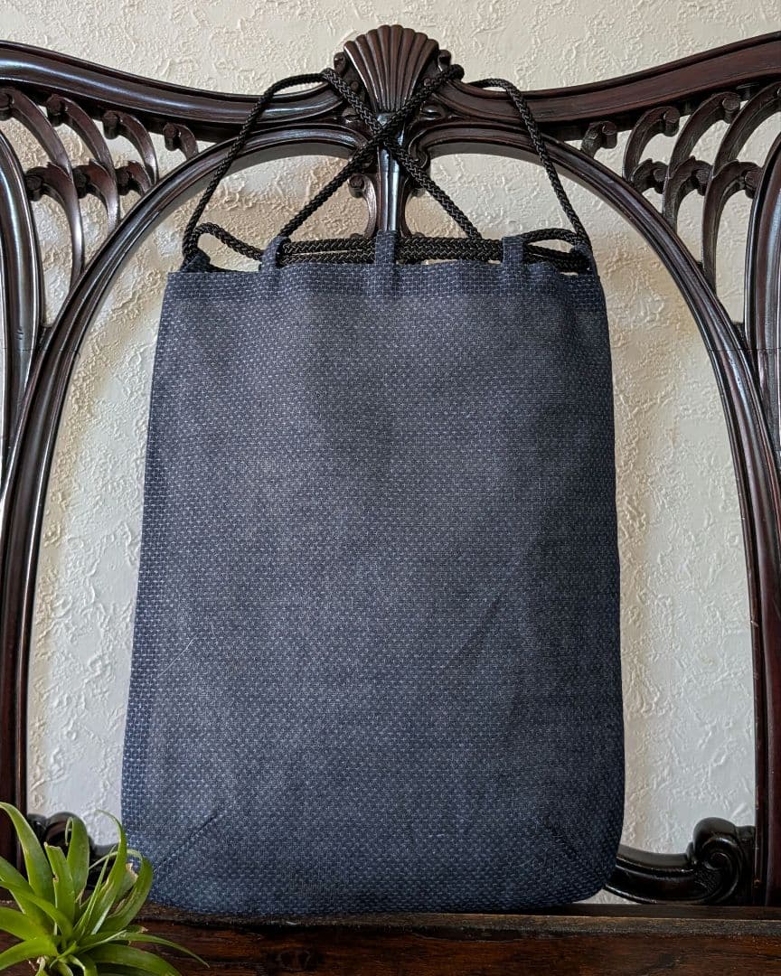 信玄袋巾着《藍型染とpapurikko》古布　襤褸　ミナペルホネン